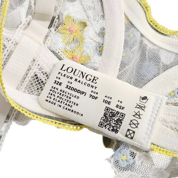 LOUNGE Fleur Balcony Bra, Underwire, Sheer, Embroidered, Floral, Size 32DDD, NWT - Picture 3 of 5